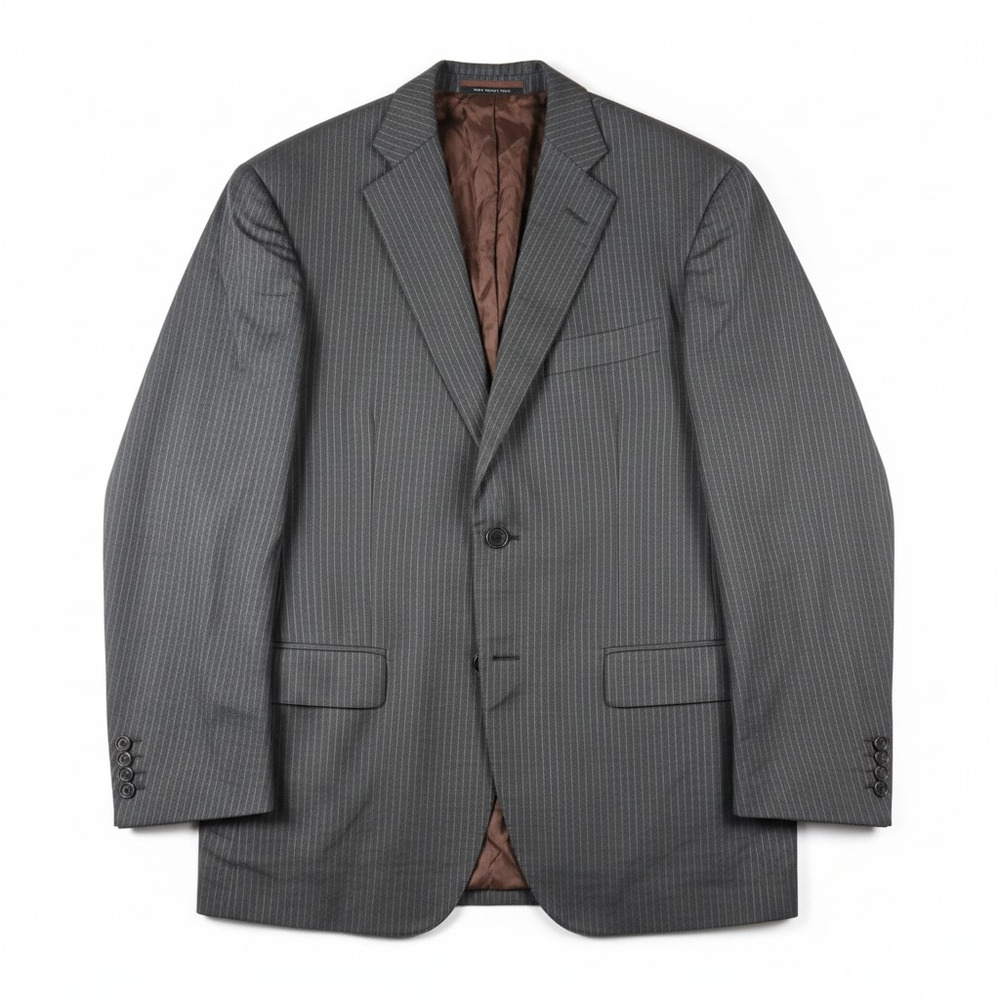 VTG Barneys New York Pinstripe Wool Two Button Tailored Blazer 50 Italy US 40